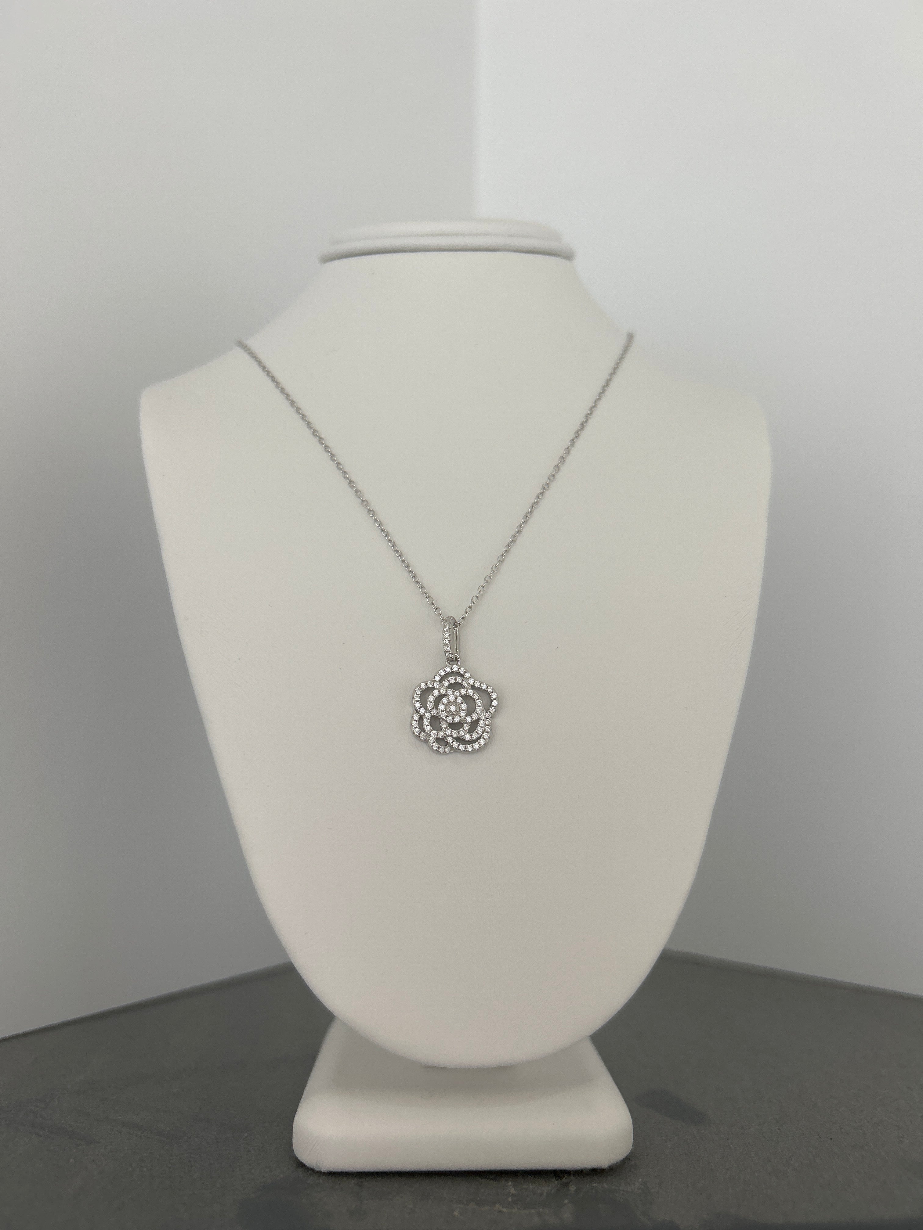 Sterling silver rose necklace
