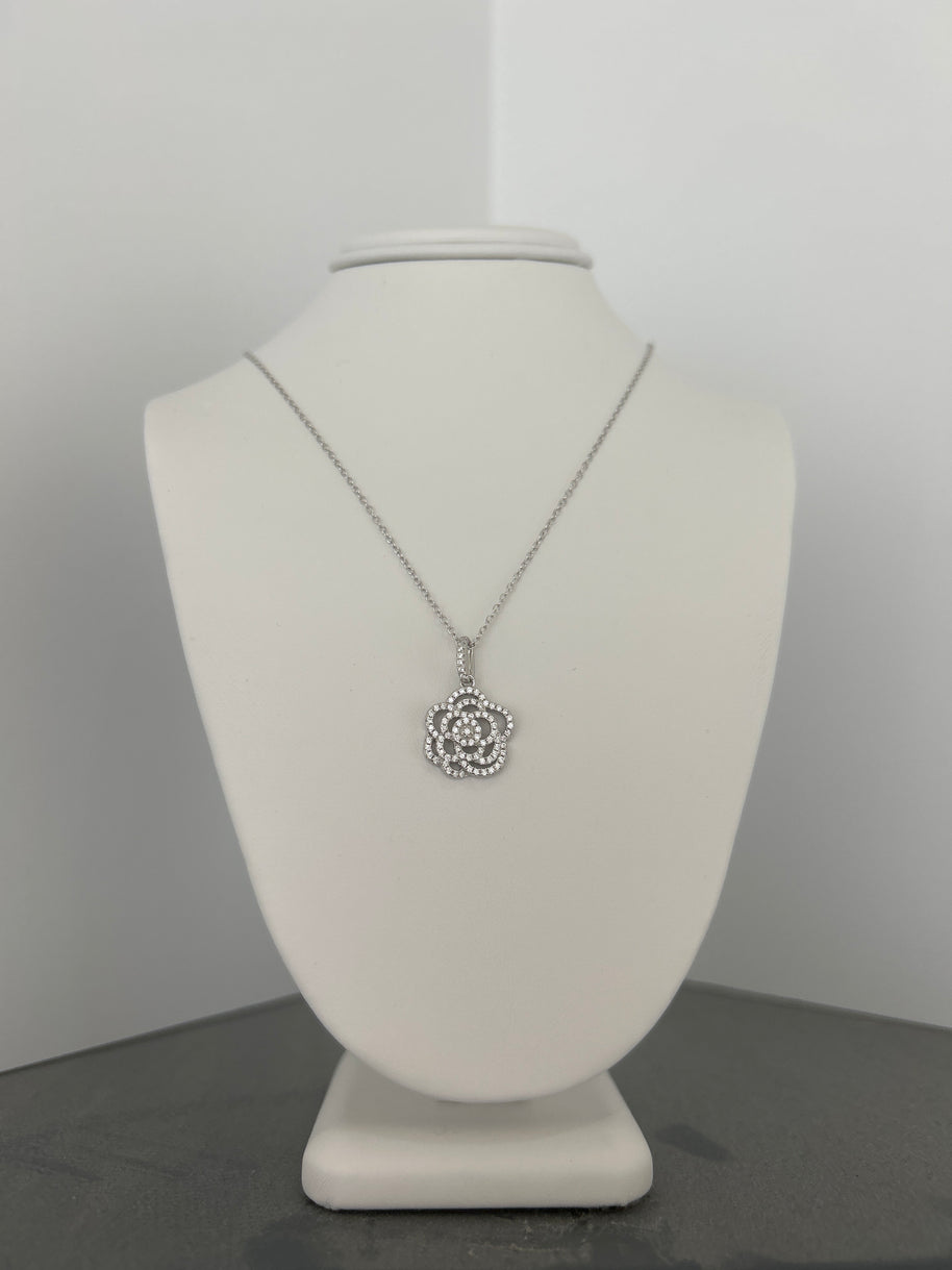 Sterling silver rose necklace