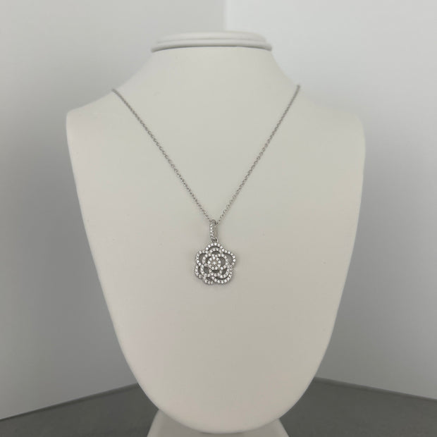 Sterling silver rose necklace
