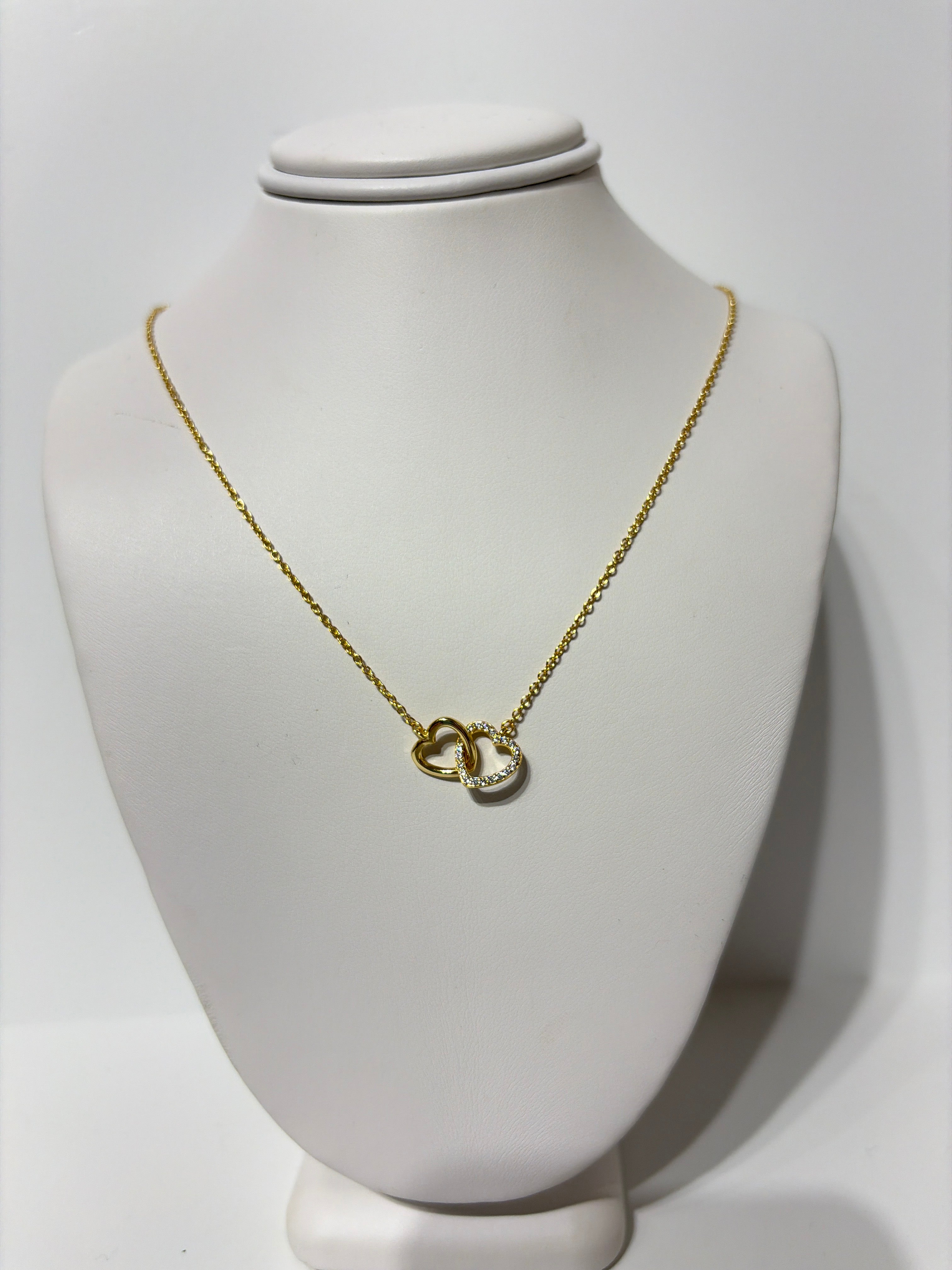 Sterling Silver Double Heart      Necklace