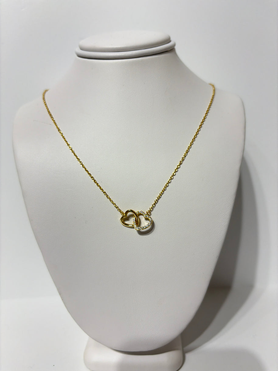 Sterling Silver Double Heart      Necklace