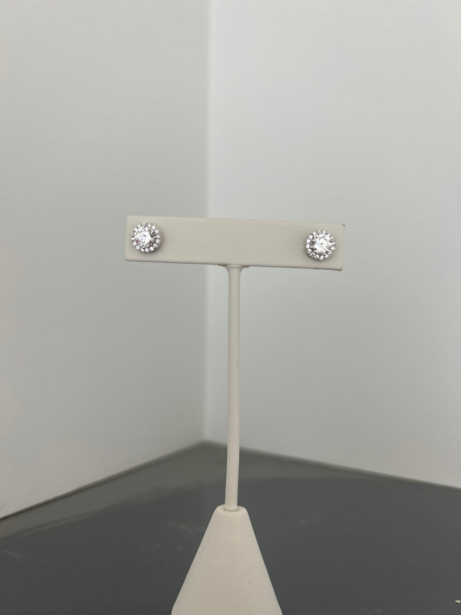 Sterling silver halo earring