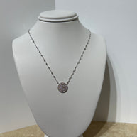 Sterling Silver Pave disc necklace ￼