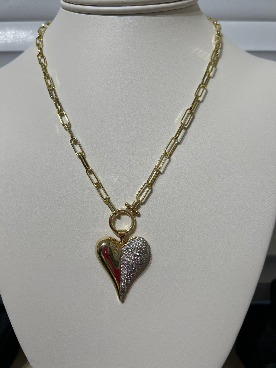 Paper clip heart necklace