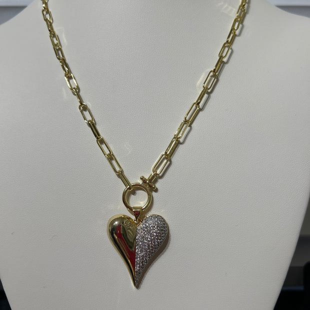 Paper clip heart necklace