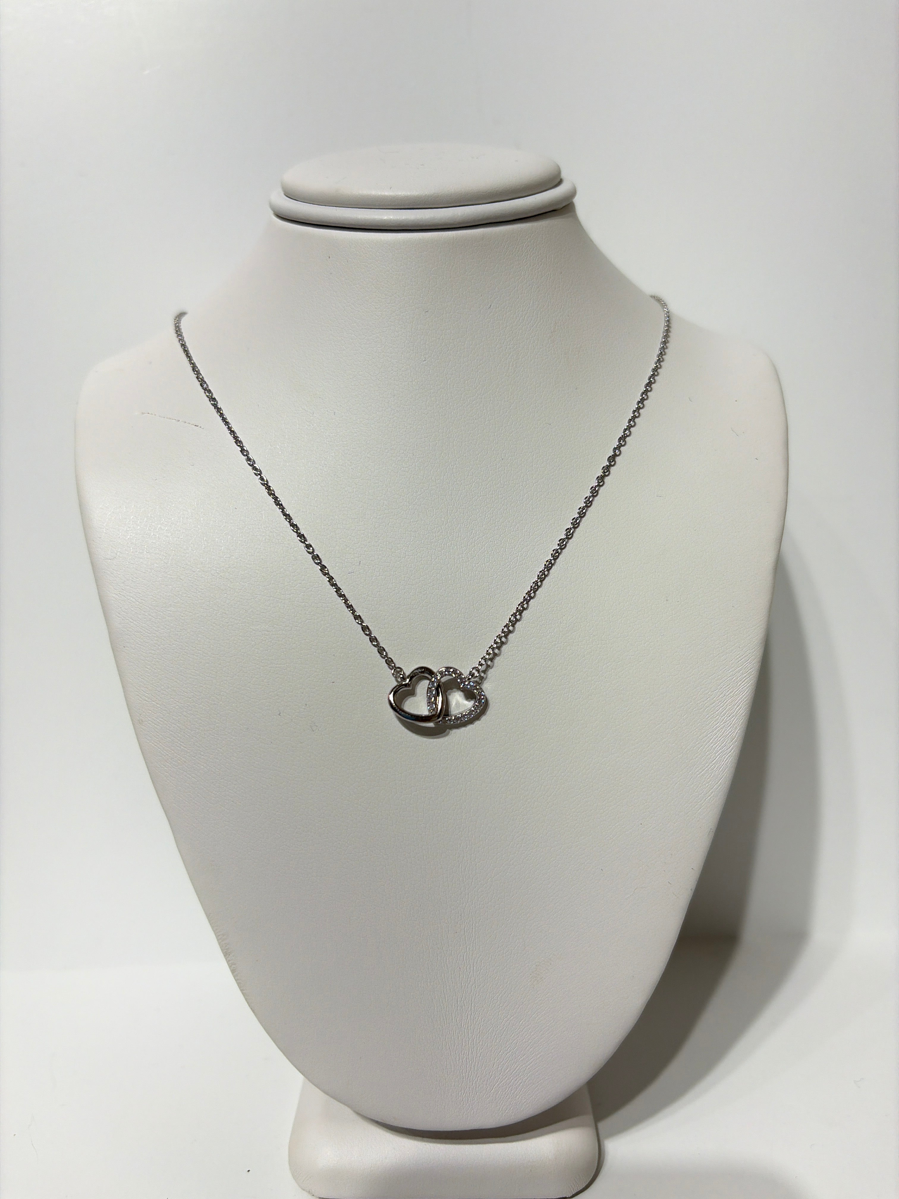 Sterling Silver Double Heart      Necklace