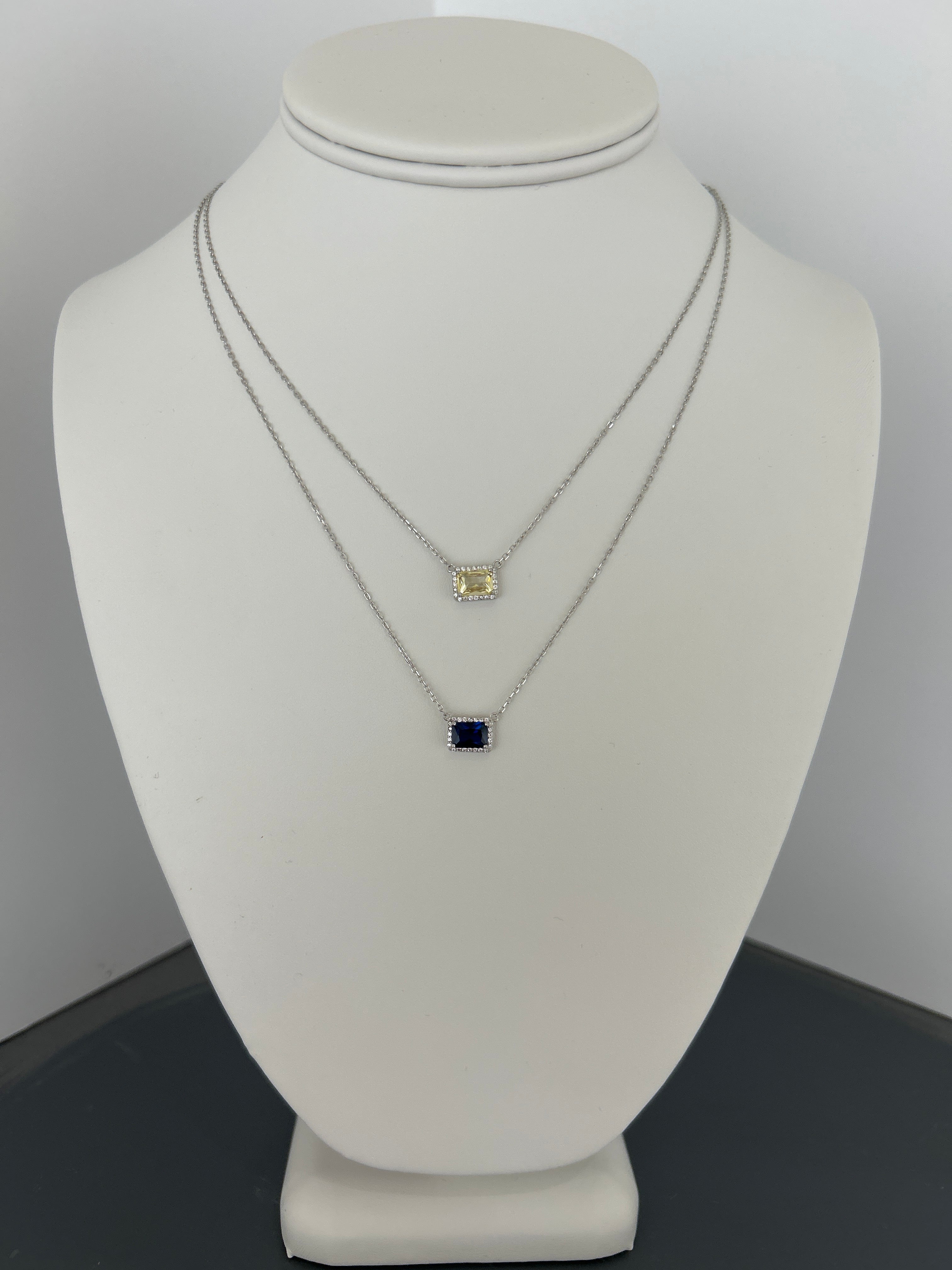 Sterling silver colored halo necklace