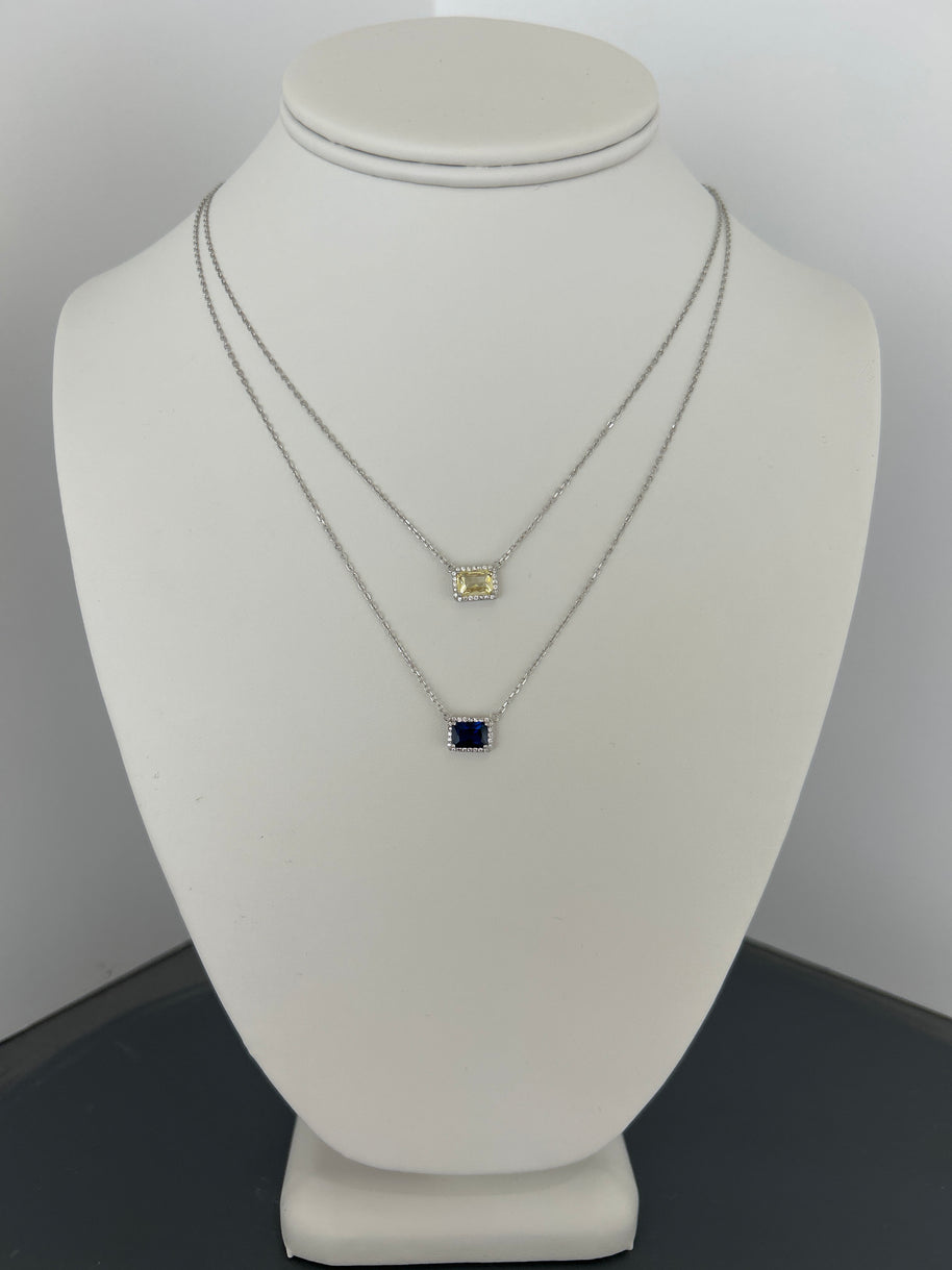 Sterling silver colored halo necklace