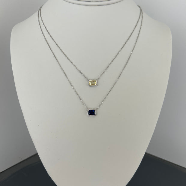 Sterling silver colored halo necklace