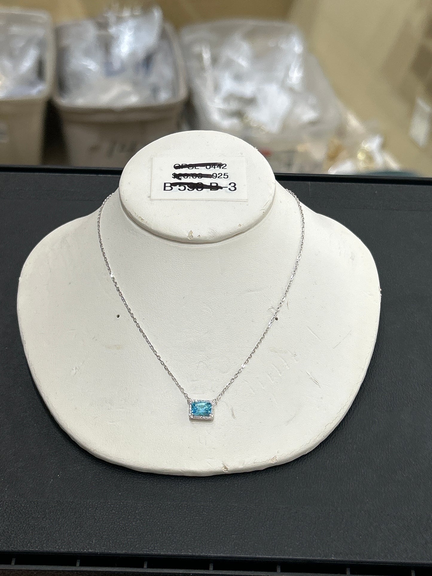 Sterling silver colored halo necklace