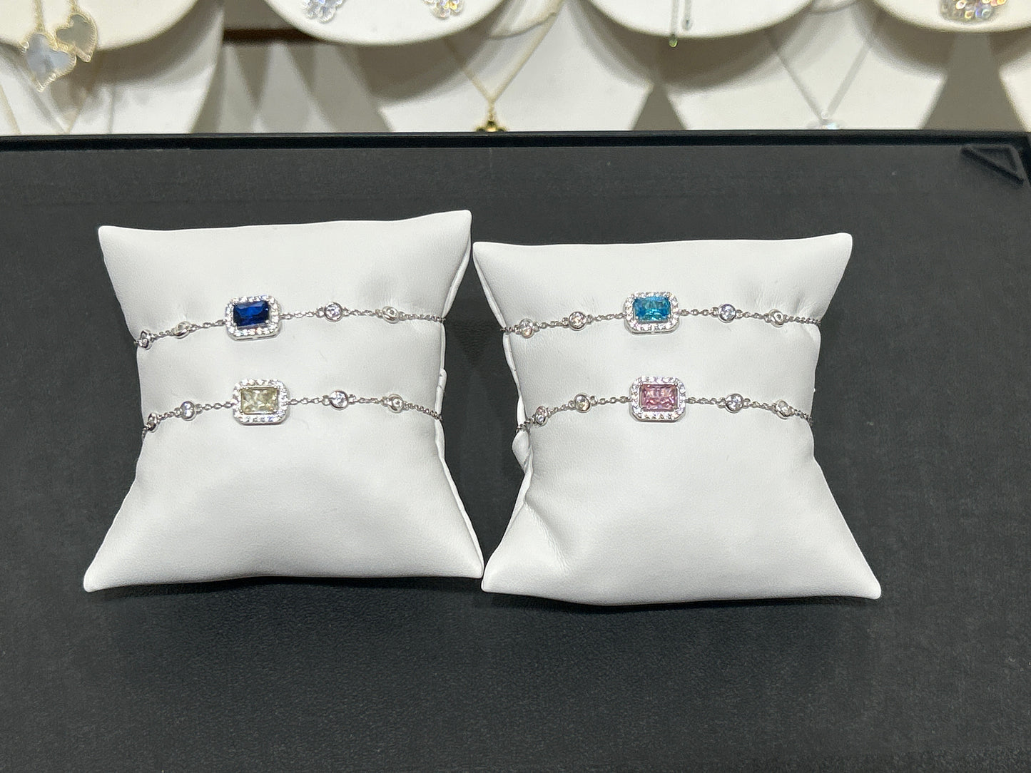 Diamond by the yard colored halo bracelet