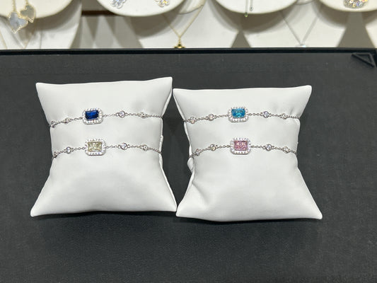 Diamond by the yard colored halo bracelet