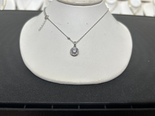 Sterling silver halo necklace.￼