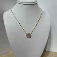 Sterling Silver Pave disc necklace ￼