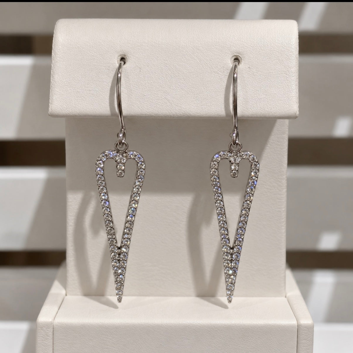 Pavé Heart Drop Earrings