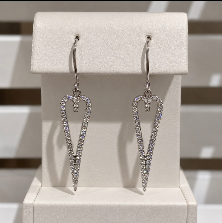 Pavé Heart Drop Earrings