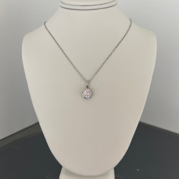 Sterling silver halo necklace.￼
